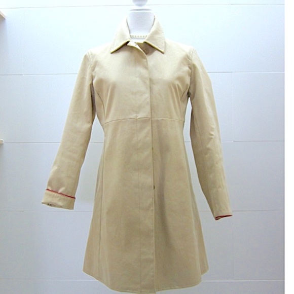 Coach Red Leather Trench Coat Sz S - Picture 10 of 11